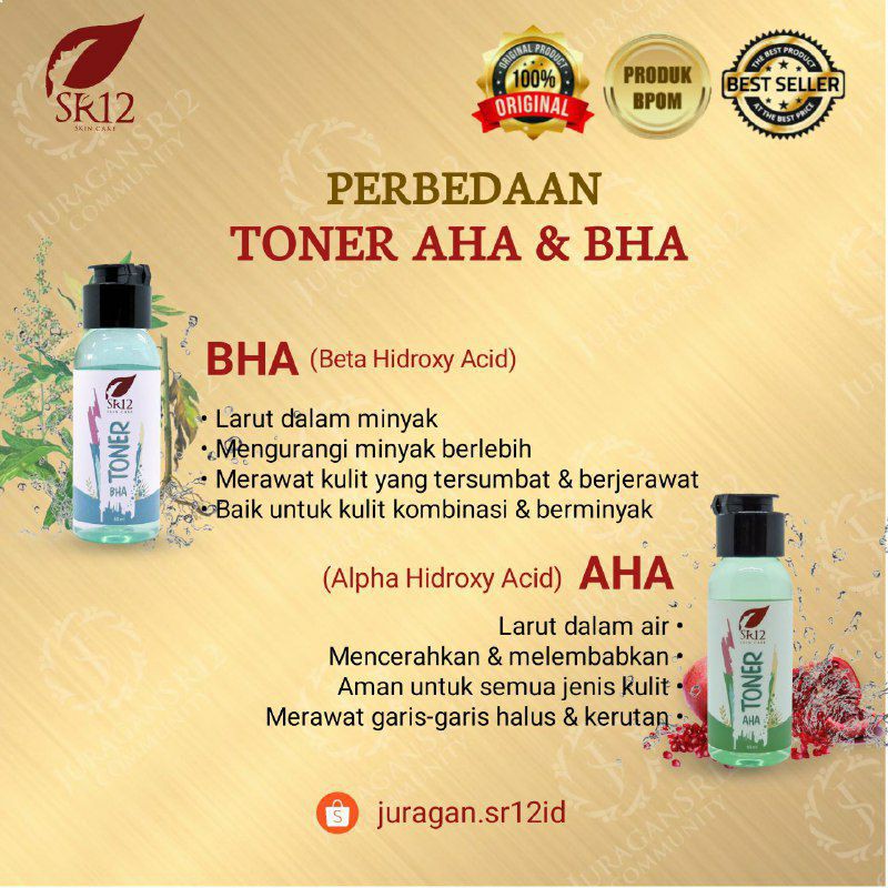 TONER AHA SR12 / EKSFOLIASI EKSFOLIATER FLEK HITAM / MENGANGKAT SEL KULIT