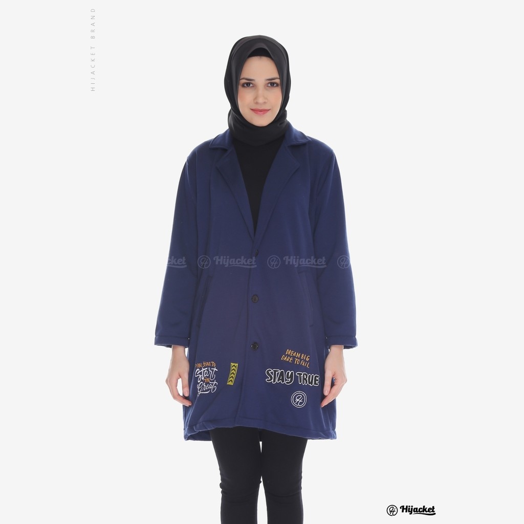 Hijacket Original Elma Hijaket Jaket Jacket Wanita Muslimah Jaket Blazer Cewek Jumbo Murah Terbaru Jaket Hijaber-BLUEBERRY