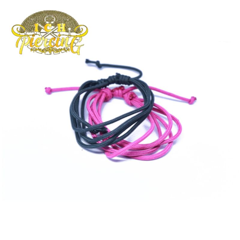 gelang tali rangkap polos warna warni/ gelang polos rangkap bulat vintage