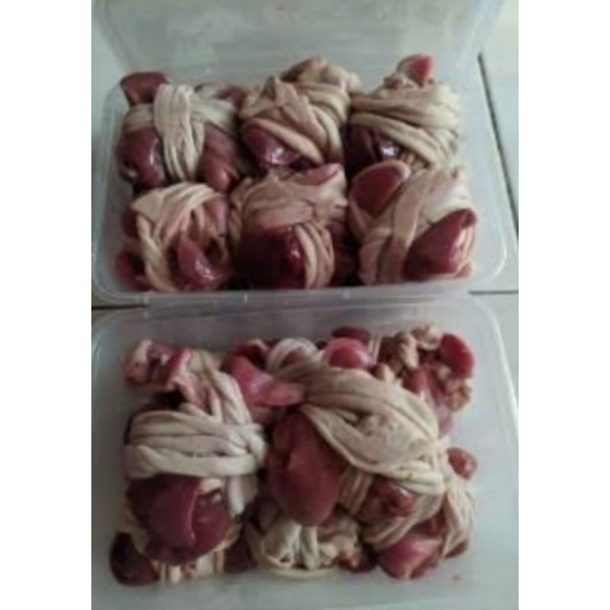 

jeroan ayam utuh lilitan fresh di bekukan