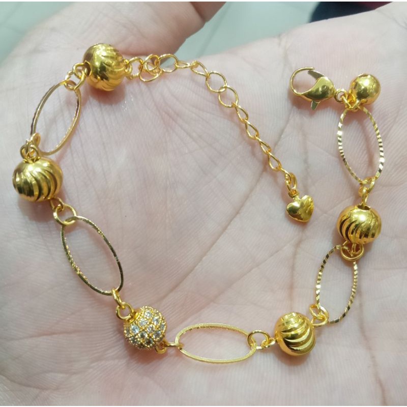 Gelang tangan xuping wanita berlapis emas dengan mata zircon uk18cm.