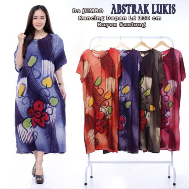 Daster Lukis Abstrak  jumbo - kancing depan - busui - bumil
