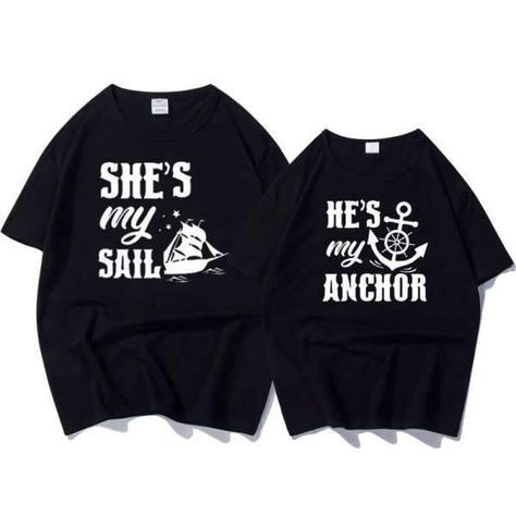 MYSTIQUE.ID-BAJU KAOS COUPLE SAIL AND ANCHOR T-SHIRT LUCU DAN AESTHETIC