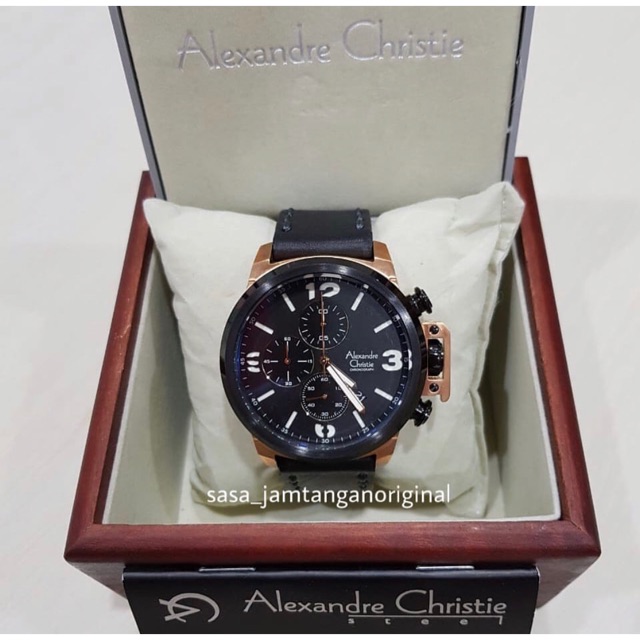 Jam tangan alexandre christie ac 6280 original hitam rosegold cowok