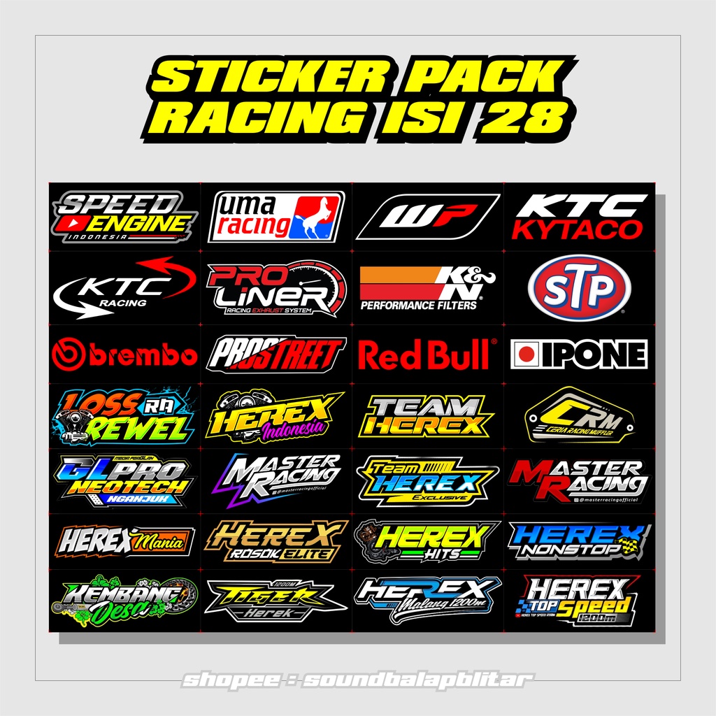 Stiker Sponsor Motor Racing Herex Vynil Anti Air pack Isi 28