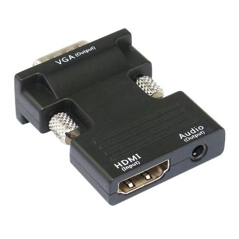 Adaptor Converter HDMI Female to VGA Male 1080P Audio Port - HV100200 - Black