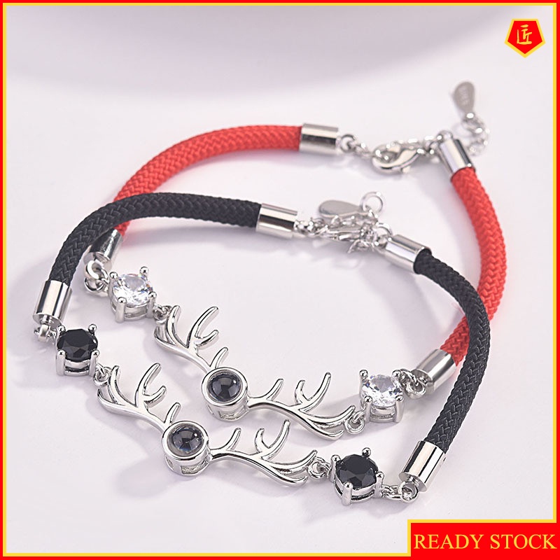 [Ready Stock]Korean Style Simple Red Rope Small Antlers Bracelet