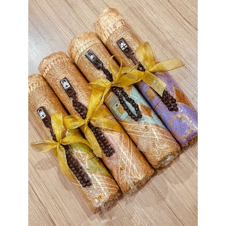 Paket Souvenir Sajadah ARMINA Turkey Benang Mas + Tasbih Pita