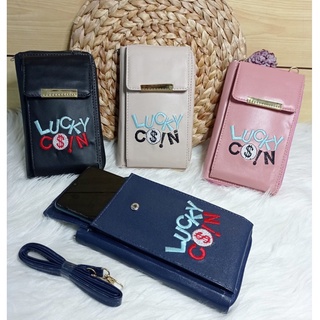 521 DOMPET HP  BORDIR LUCKY COIN / TAS HP , UANG , KARTU CART WANITA