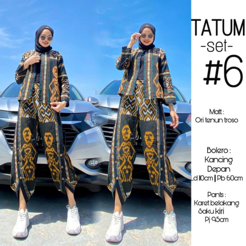 Setelan Bolero &amp; Celana Tenun Troso Asli Jepara | Set Tatum Tenun