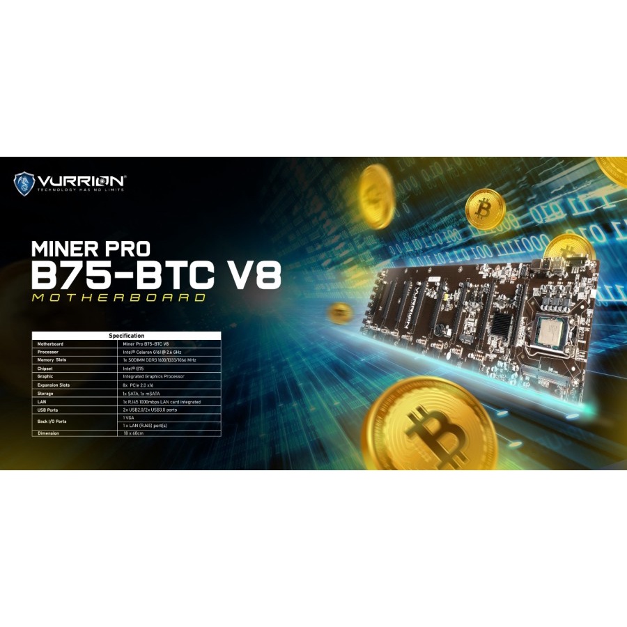 MAINBOARD / MOTHERBOARD / MOBO VURRION B75 MINER PRO V8