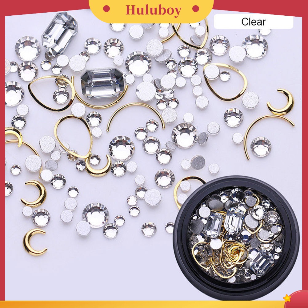 Huluboy Huluboy♡ Dekorasi Nail Art 3D Bentuk Geometris Bahan Alloy Aksen Glitter Berlian Imitasi Untuk Manicure