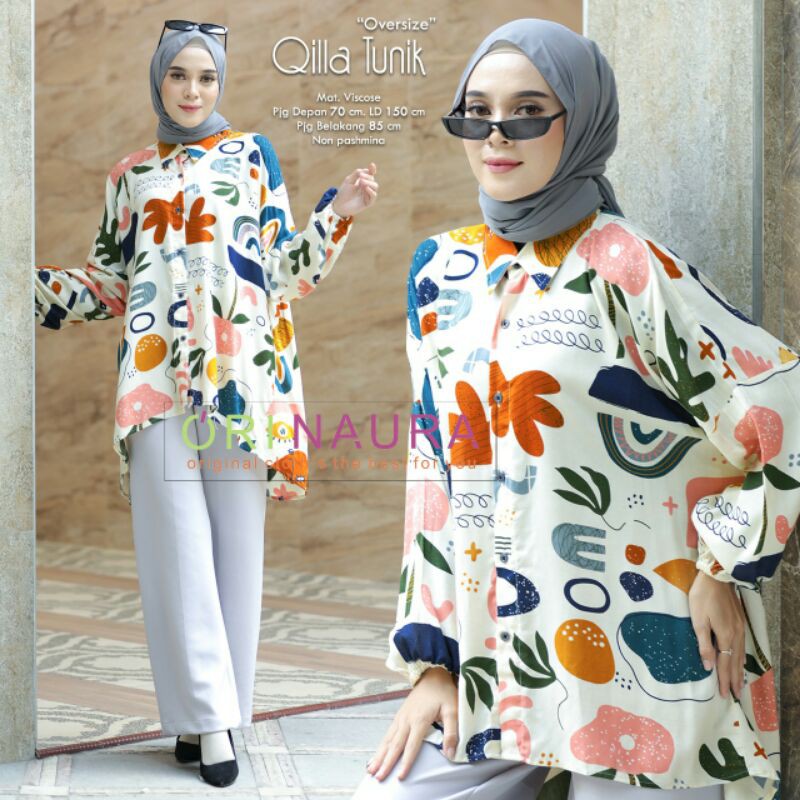 ATASAN WANITA OVERSIZE QILLA TUNIK BY ORI NAURA MUAT JUMBO LD 150CM/ TUNIK JUMBO BUSUI