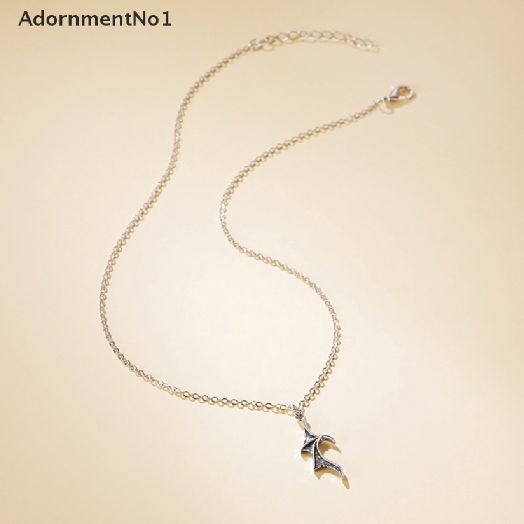 (AdornmentNo1) Kalung Rantai Dengan Liontin Hati + Sayap Demon Dragon Wing Untuk Pasangan / Pria / Wanita