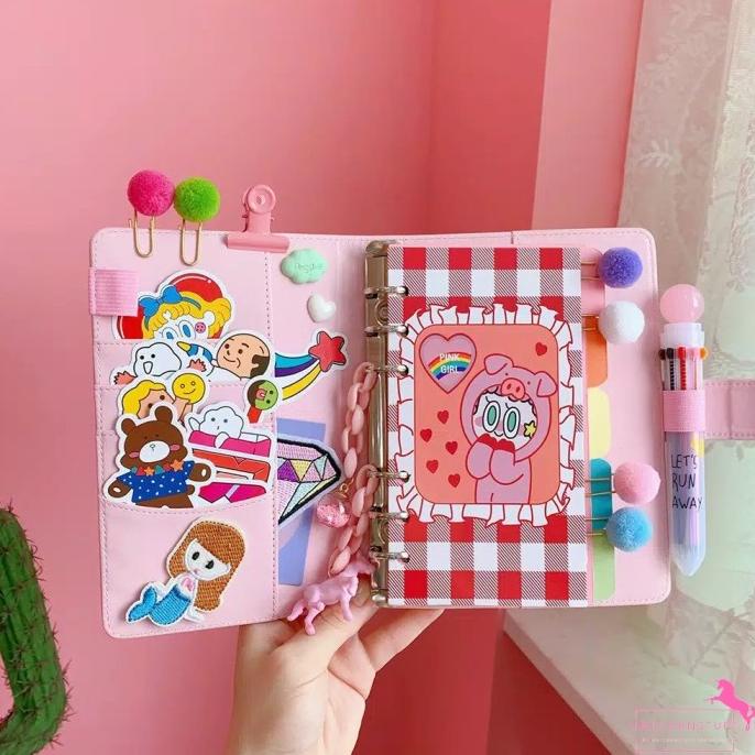 

1 Set Notebook Kulit Binder Anak Diary Buku Catatan Journal Pink