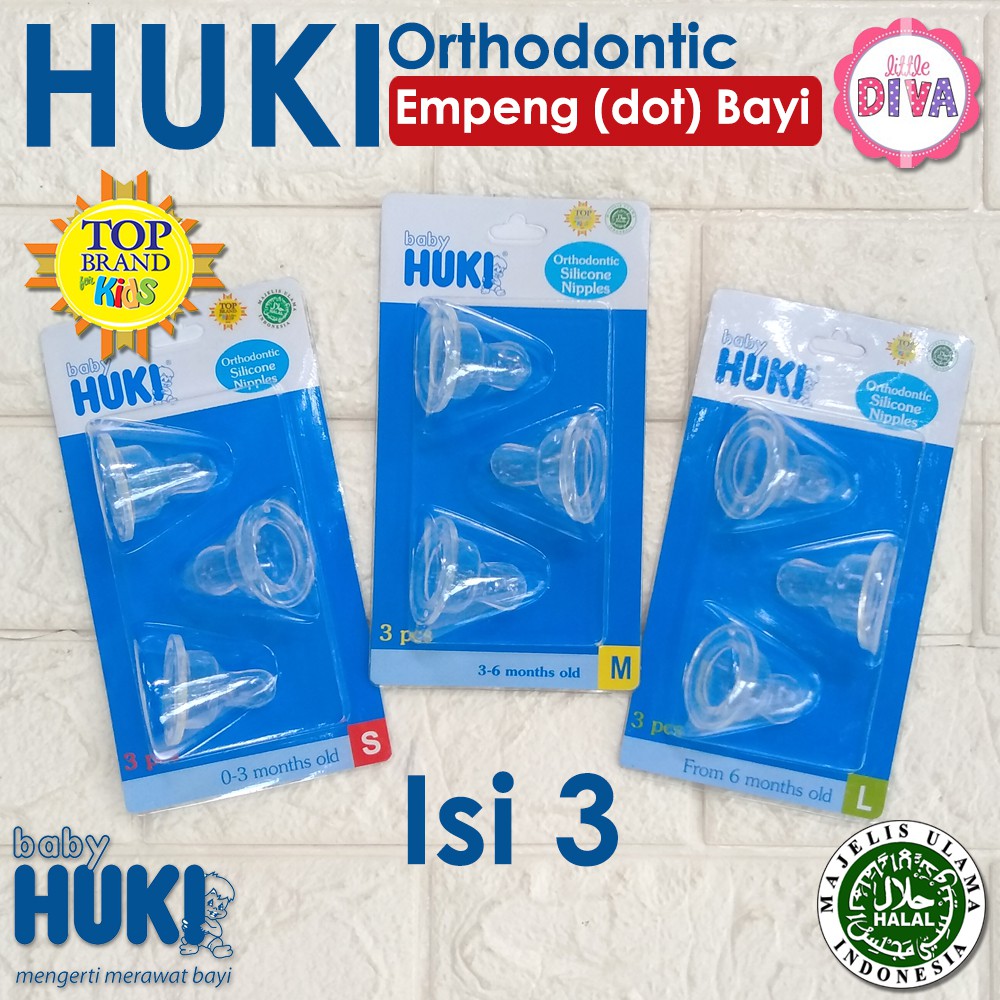 Isi 3 - Dot Bayi size S / M / L BABY HUKI ORTHODENTIC SILICONE EMPENG (DOT) BAYI blister ortho gepeng