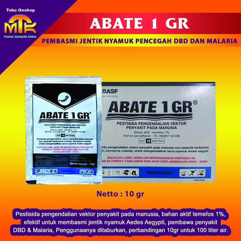 ABATE 1 GR Membasmi Jentik Nyamuk Pembawa Penyakit DBD dan Malaria Kemasan Sachet