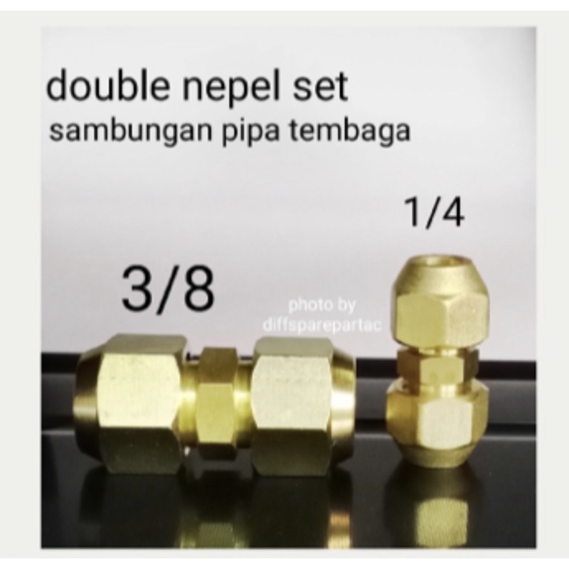 Double Naple sambungan nepel AC 1/4 &amp; 3/8