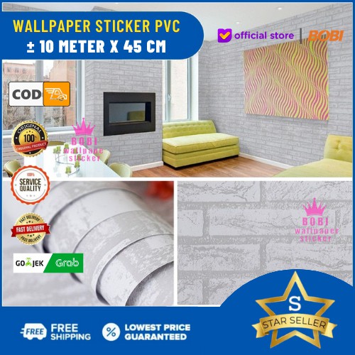 Wallpaper Sticker Motif Batu Bata - Wallpaper Sticker PVC ± 9 meter x 45 cm