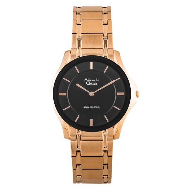 ALEXANDRE CHRISTIE PRIA CLASSIC SLIM AC 8605 MH ORIGINAL( ROSEGOLD BLACK DIAL )