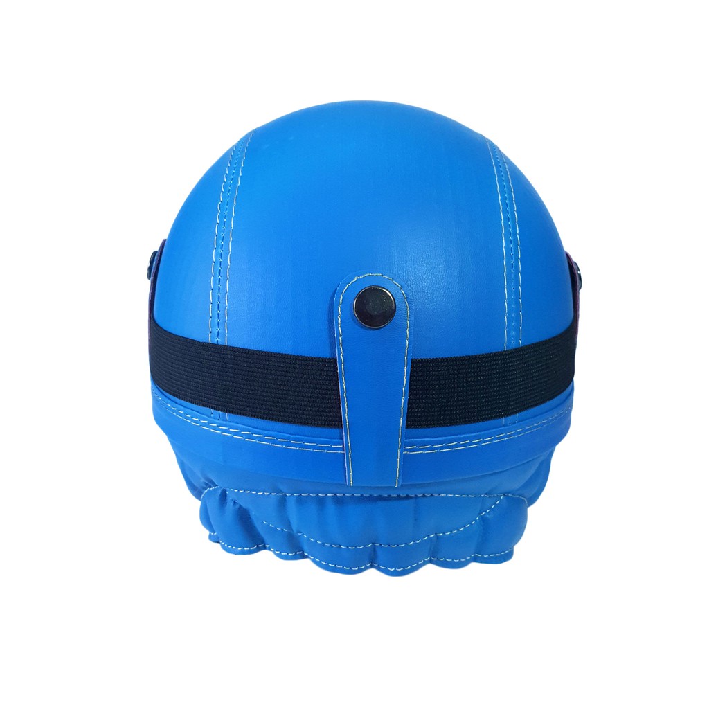 Helm Retro Kulit Casual Series Club Gratis Kaca Mata Blue