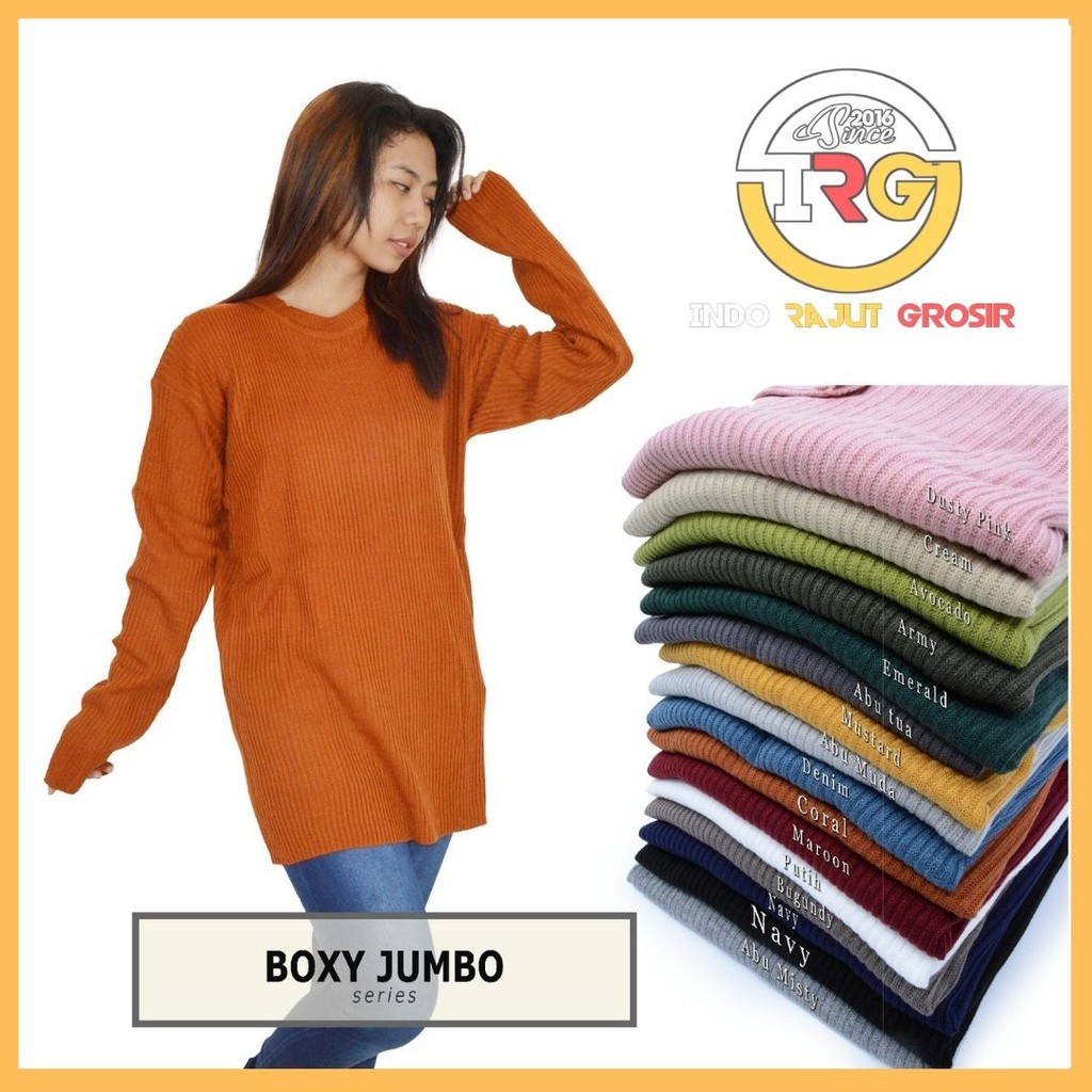 TERMURAH ! BOXY JUMBO PREMIUM  / SWEATER RAJUT OVERSIZE / ATASAN SWEATER WANITA / RAJUT JUMBO WANITA / SWEATER RAJUT