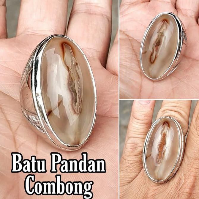 Sale Cincin Batu Akik Natural Pandan Sulaiman Combong Motif - 9 Hot