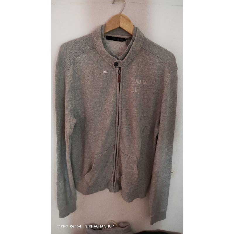 PL Jaket Zipper Calvin Klein Jeans Abu Bukan Hoodie