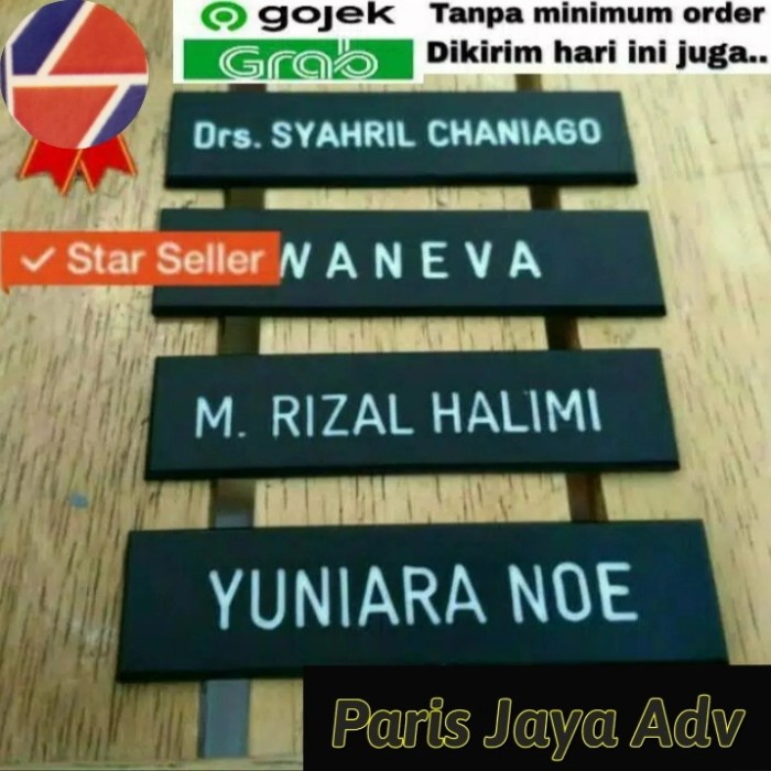 

Buruan Nametag Hitam Dop Papan Nama Dada Pdh Pns Akrilik Gravo Acrylic Grafir Terbatas