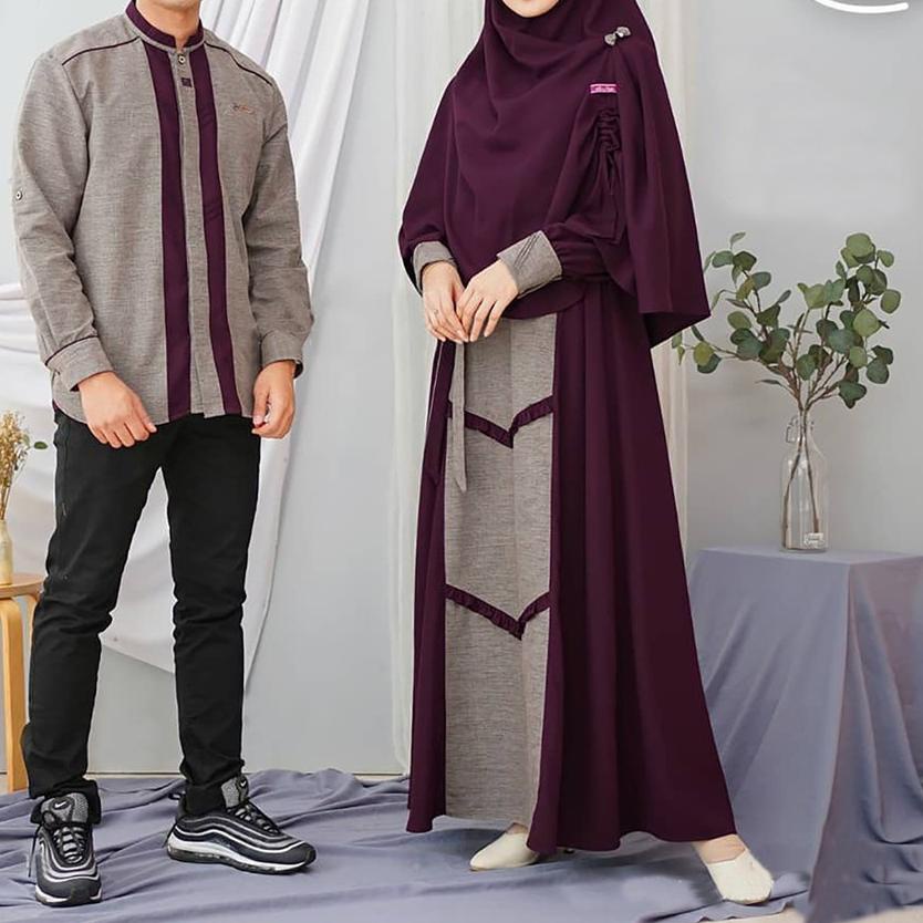 ♥ PROMO - Asoka Couple Baju Pasangan Gamis Syari Set Kemeja Koko Muslim Fashion Setelan Lebaran ➱