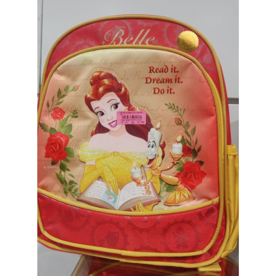 Sale Mainan: Tas Backpack Disney Princess Belle Medium Red Original