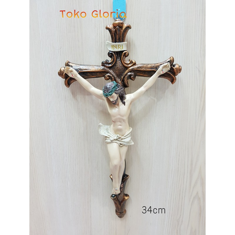 PATUNG PAJANGAN SALIB TUHAN YESUS GANTUNG DINDING KATOLIK DEKORASI INTERIOR RUMAH