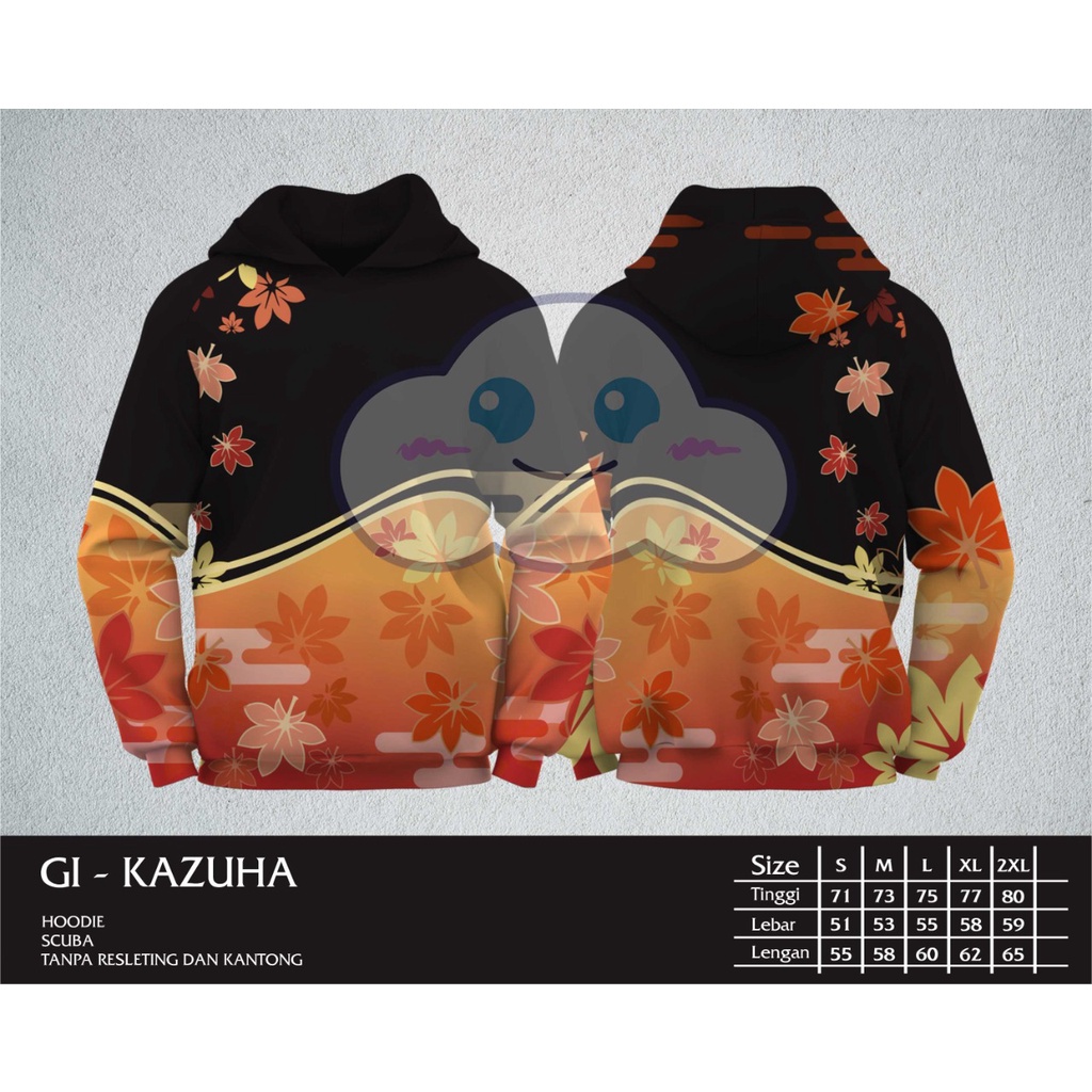 Genshin Impact KAEDEHARA KAZUHA Hoodie Scuba - Jersey Drifit /Milano Kostum Cosplay