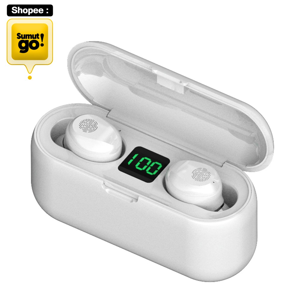 [Original] TWS F9 Earphone Bluetooth 5.0 / Headset Wireless Stereo HiFi / Earbuds Waterproof / untuk Android ios / Produk Asli-6