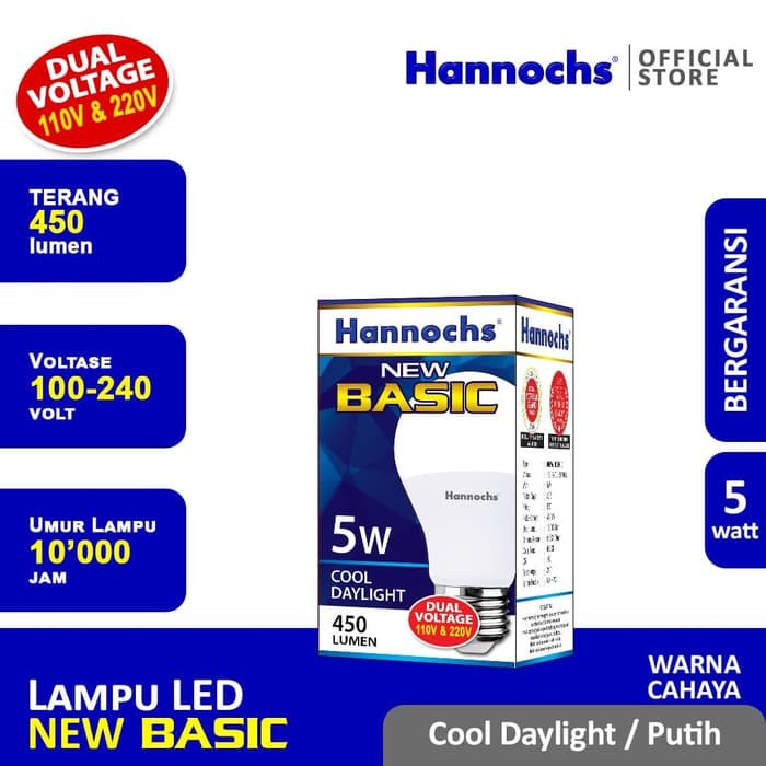 HANNOCHS Lampu Led Basic 5 Watt - Garansi 1 Tahun