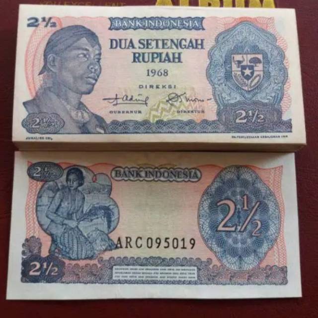 Uang kuno Sudirman. 2 1/2 Rupiah 1968