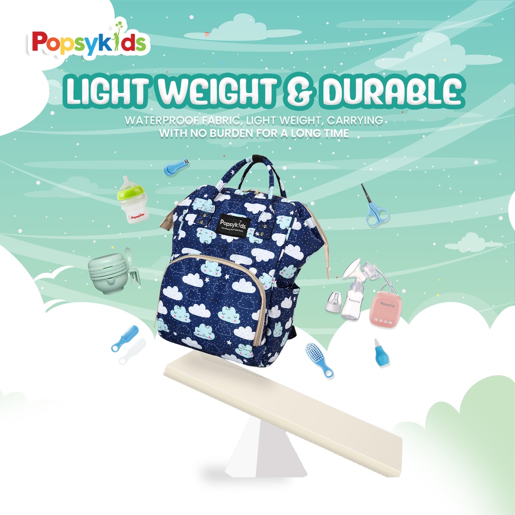 PopsyKids Multifunction Baby Diaper Bag - Tas Bayi Popok Multifungsi - Tas Perlengkapan Bayi Multifungsi