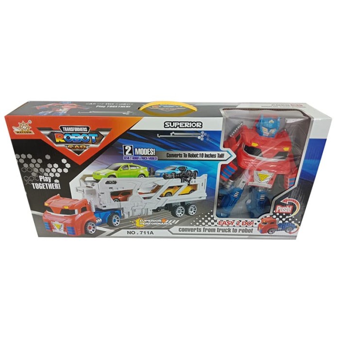 Mainan Transporter Robot Car Trailer Set Collection