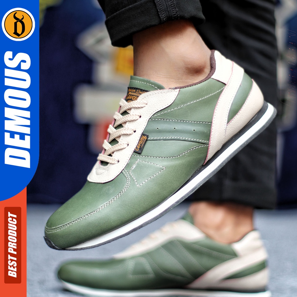 Sepatu Sneakers Pria Sepatu Casual Pria Kulit Asli Sepatu Kerja Kuliah Kondangan Sepatu Hitam Pria DEMOUS JELAL