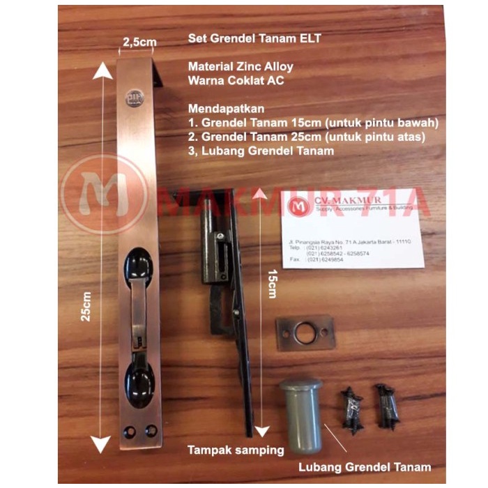 Grendel Tanam Elt 15 Cm + 25 Cm / 6" + 10" / Flush Bolt Tebal