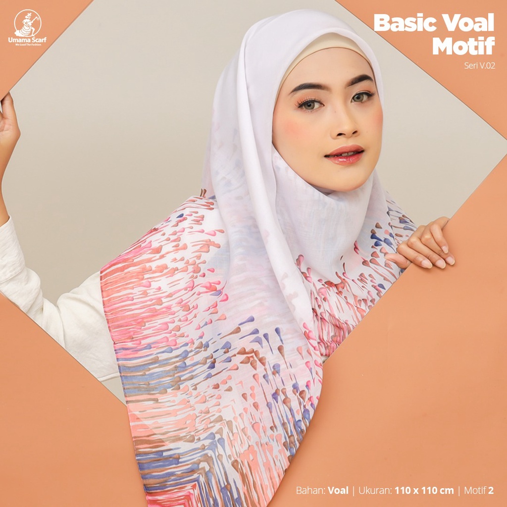 Hijab Segiempat Basic Voal Motif Kerudung Segiempat Original by Umama Nayla Hija'b