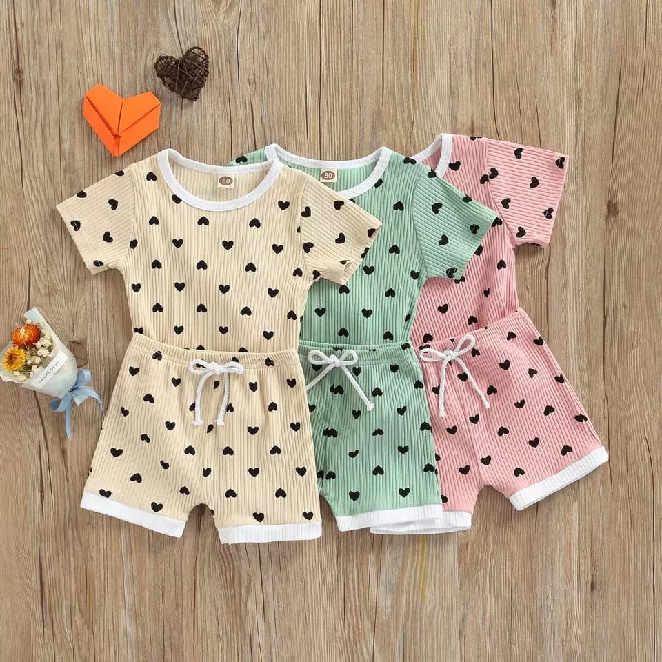 BEFAST - ZTL OOTD Setelan Anak GRACIA / SET ANAK SUZUKA LOVE / Oneset Balita Keluaran Terbaru / Set Atasan Kaos Lengan Pendek+Celana Pendek / Pakaian Anak Casual / Oneset Motif Love / Terlaris