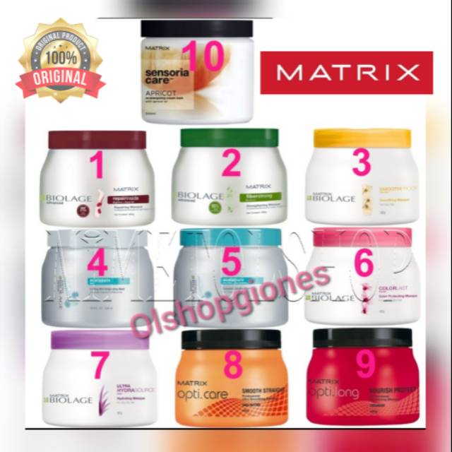 Matrix Mask Biolage hair masker hydra colorlast Repair Fiberstrong Smoot Mint Complite Opti Care