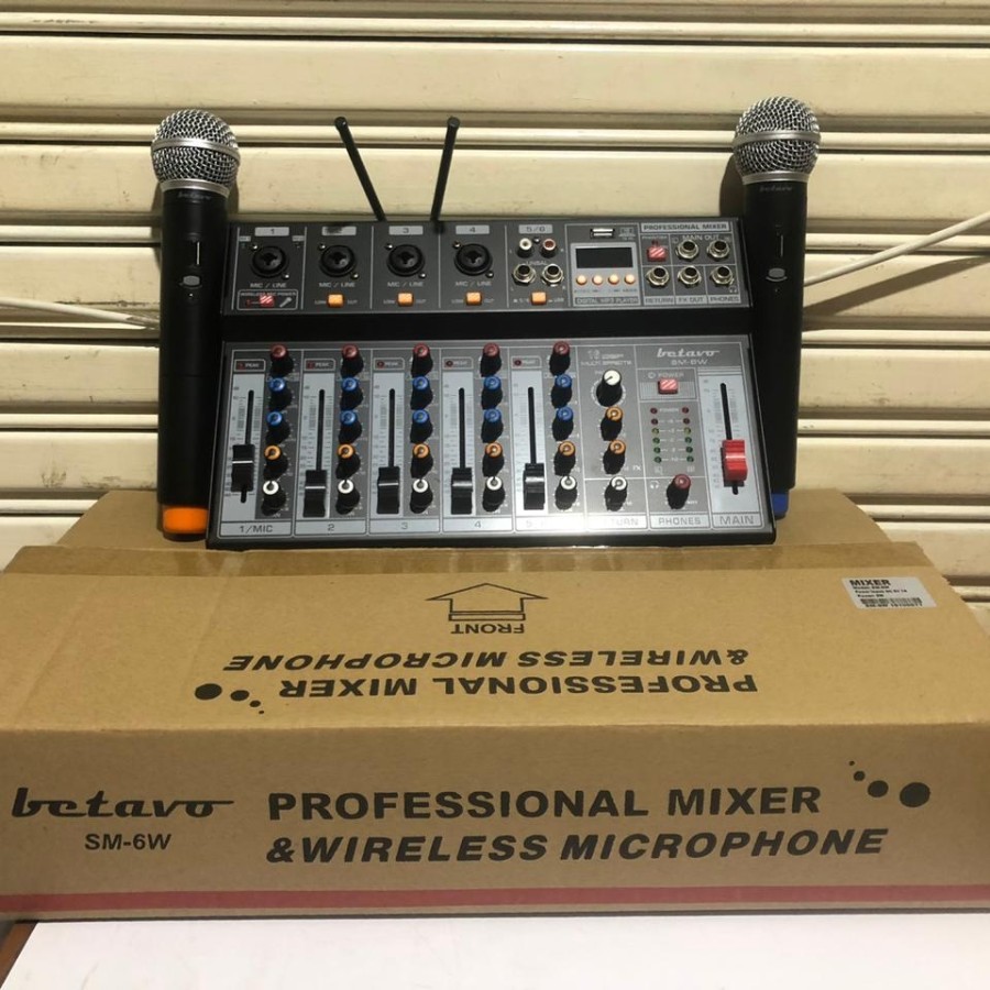 Mixer Audio Profesional BETAVO SM 6 W DAN MIC WIRELESS ORIGINAL