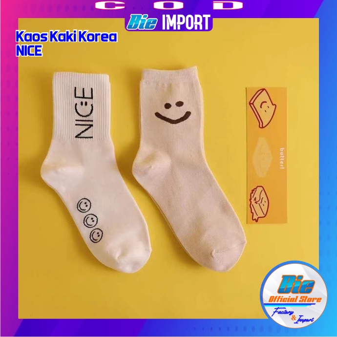 Kaos Kaki Korea Wanita Motif Nice Impor Best Seller