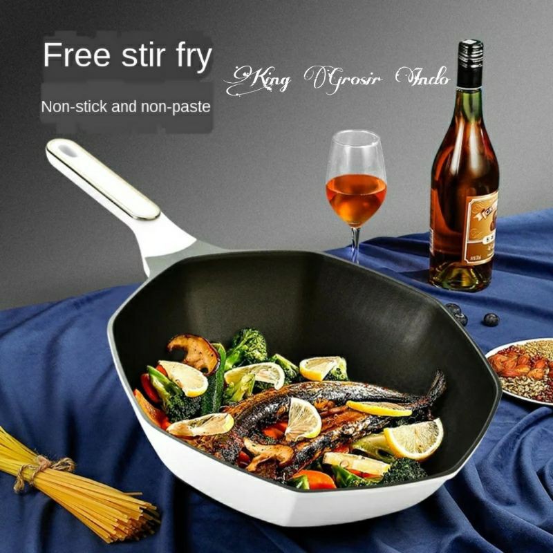 Wajan Teflon Octagonal Anti Lengket 32Cm Untuk Penggorengan / Octagonal Frying Pan / Panci Masak