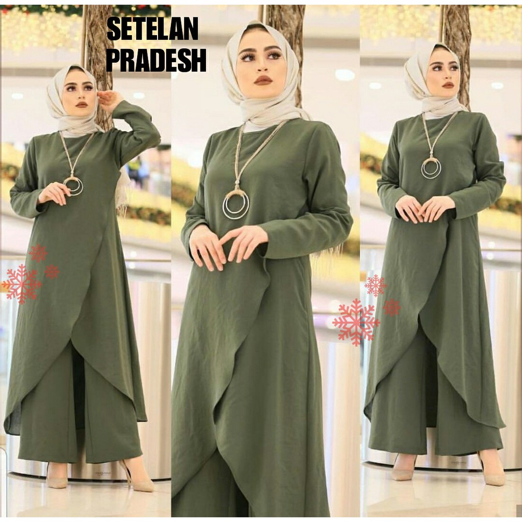 TWIN CLOTHING SETELAN TUNIK WANITA DAN CELANA KULOT WANITA PRADEN