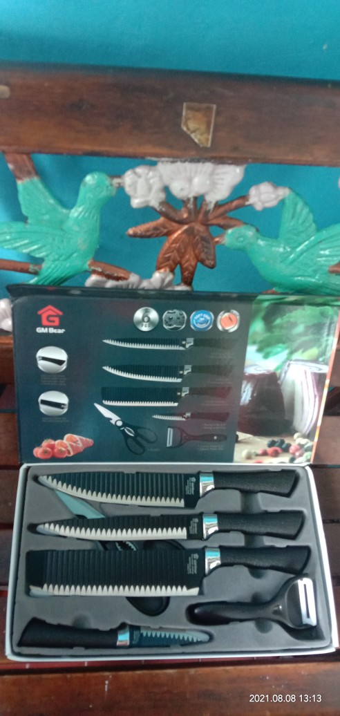 Gm Bear Pisau Dapur Hitam Set 6pcs 1110 - Kitchen Knife Black