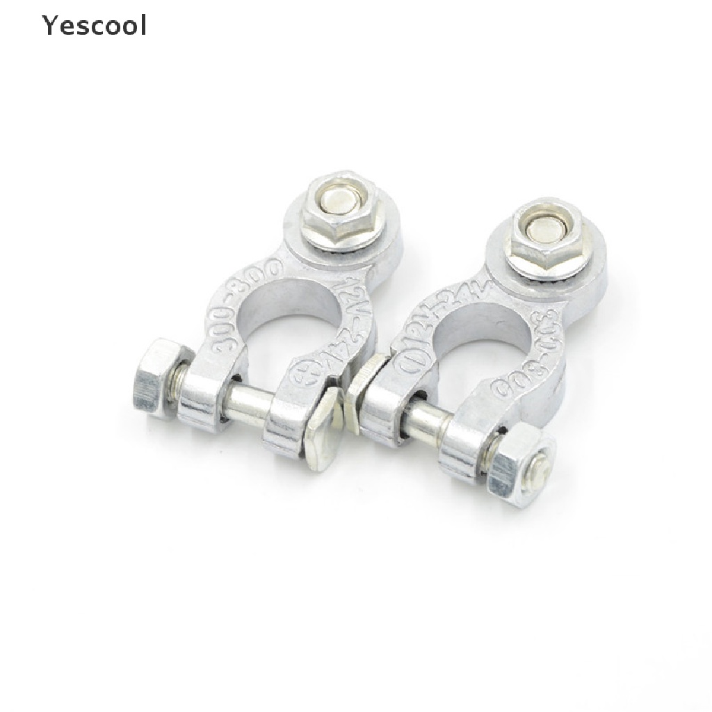 Yescool 2Pcs / Set Klem Konektor Terminal Baterai Positif Negatif Lapis Zinc Untuk Mobil