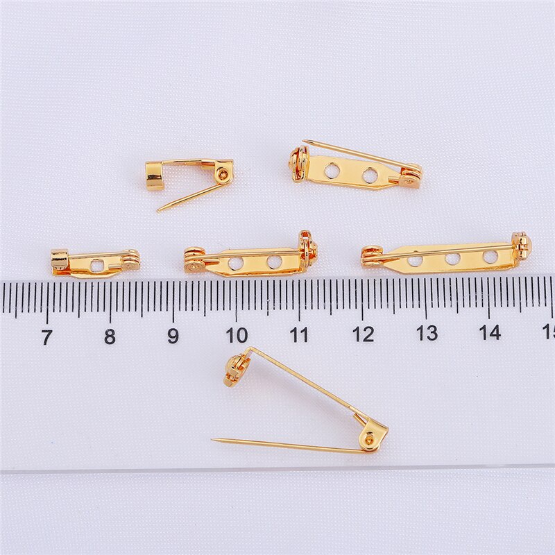 2pcs Bros Pin Kosong Lapis Emas 18K Untuk Membuat Perhiasan